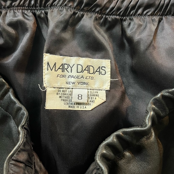 MARY DADAS Black Leather Vintage Skirt Sz 8 - Picture 3 of 6